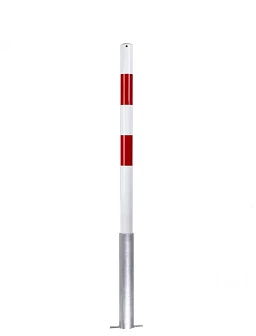 Poteau rond, acier Rouge/blanc (H 140cm, Ø6cm), à sceller