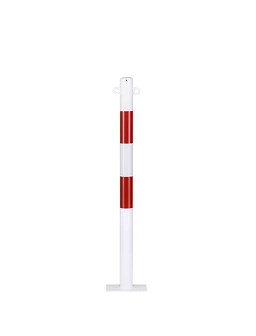 Poteau rond avec oeillets, acier Rouge/blanc (H 100cm, Ø6cm), à cheviller