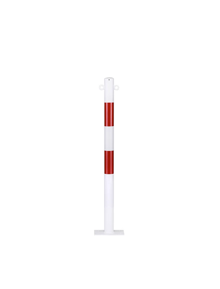 Poteau rond avec oeillets, acier Rouge/blanc (H 100cm, Ø6cm), à cheviller