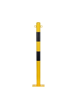 Poteau de sécurité rond (H 100cm Ø 6cm) avec oeillets, Jaune/Noir, à cheviller