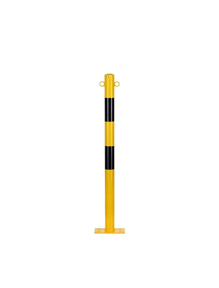 Poteau de sécurité rond (H 100cm Ø 6cm) avec oeillets, Jaune/Noir, à cheviller