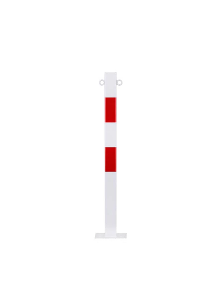 Poteau carré Rouge/blanc (H 100cm x 7cm x 7cm), avec oeillets, à cheviller