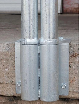 Fixation double pour garde-corps acier