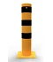 Poteau de protection jaune et noir sur platine à sceller, vue d'ensemble face avant