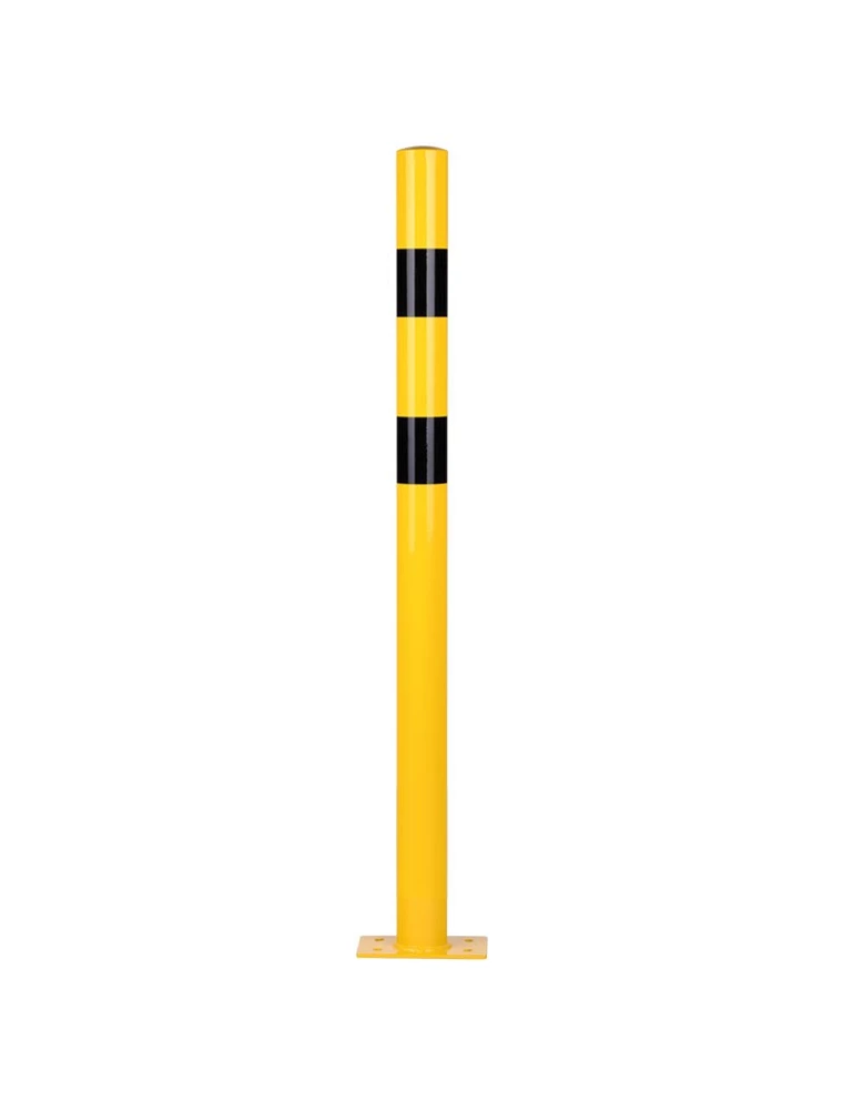 Bollard de sécurité acier Jaune/Noir (H 120cm, Ø7,6cm), à cheviller